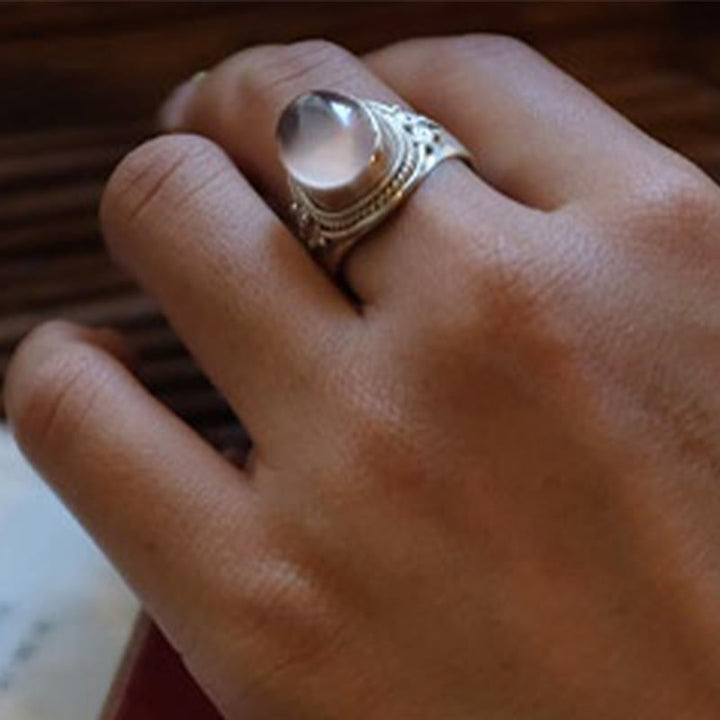 Buddha Stones 925スターリングシルバー ハンドメイド 天然ローズクォーツ 愛のエネルギー 調節可能リング - image 12