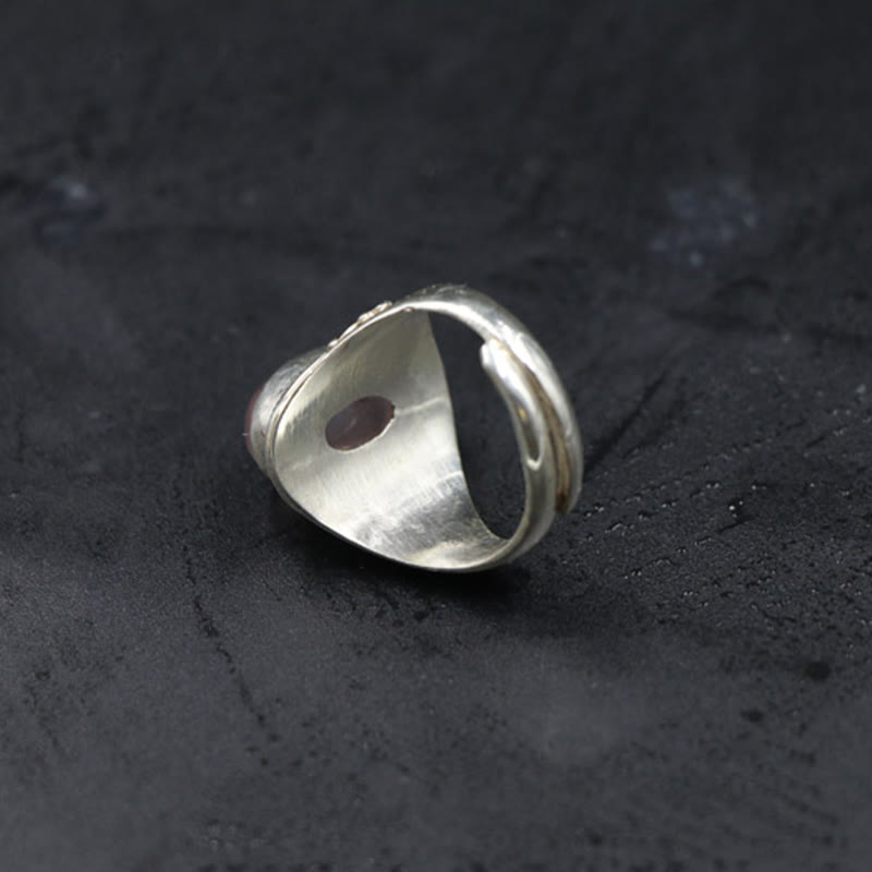 Buddha Stones 925スターリングシルバー ハンドメイド 天然ローズクォーツ 愛のエネルギー 調節可能リング - image 3