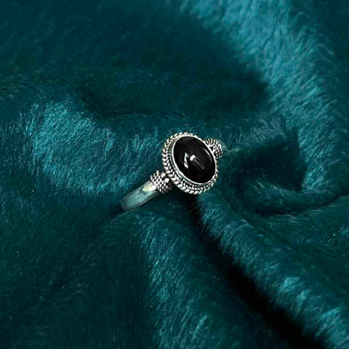 Buddha Stones 925スターリングシルバー ハンドメイド ブラックオニキス幸運繁栄調節可能リング - image 2