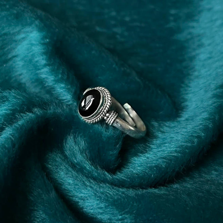 Buddha Stones 925スターリングシルバー ハンドメイド ブラックオニキス幸運繁栄調節可能リング - image 4