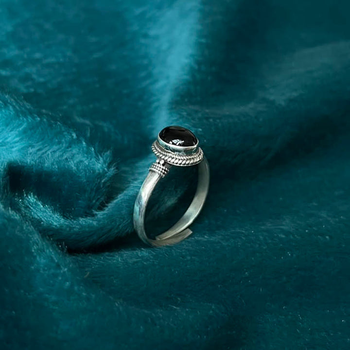 Buddha Stones 925スターリングシルバー ハンドメイド ブラックオニキス幸運繁栄調節可能リング - image 3