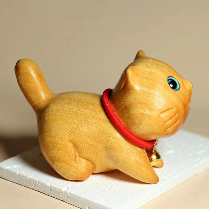 Buddha Stonesミニ白檀彫刻幸運自信猫癒し装飾 - image 9