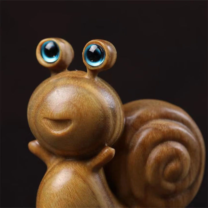 ミニグリーンサンダルウッドカタツムリ彫刻のBuddha Stonesデスク装飾 - image 4