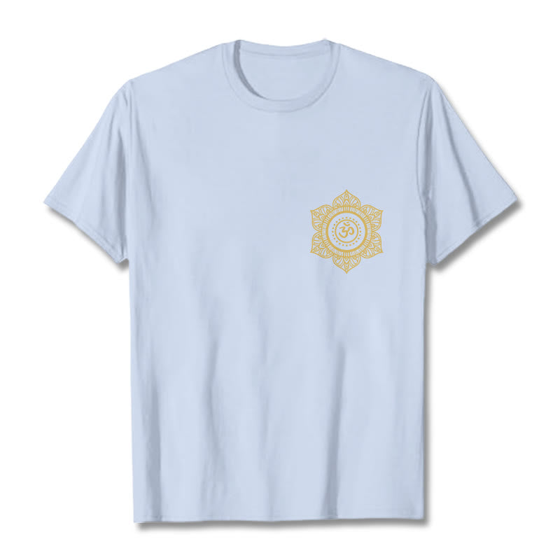 Buddha Stones黄金曼荼羅 OM 柄 Tシャツ - ライトシアン - 2XL - image 18