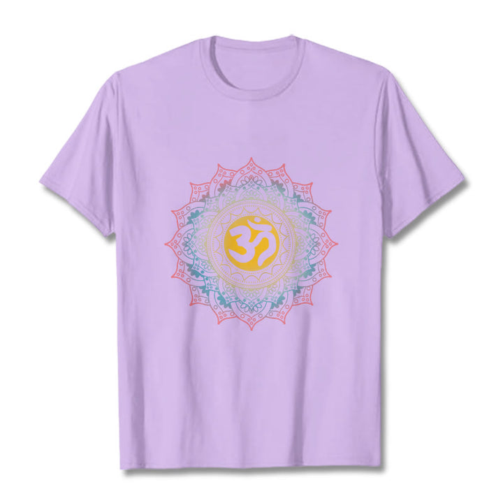 Buddha StonesカラーグラデーションマンダラOM柄Tシャツ - 梅 - 2XL - image 16