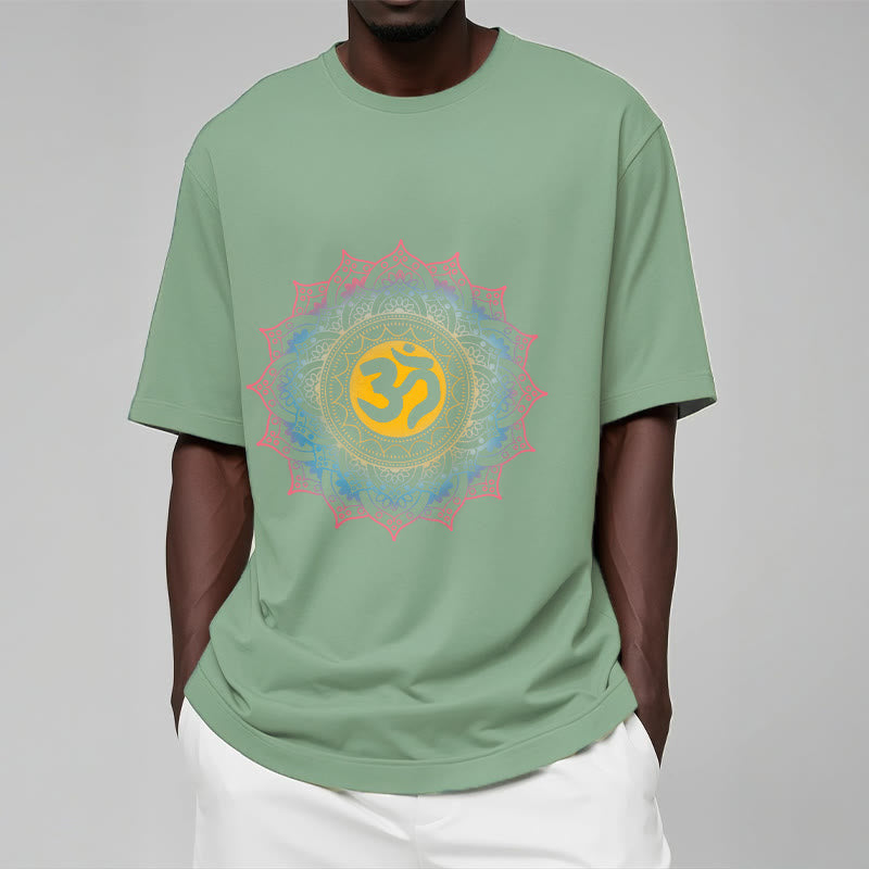 Buddha StonesカラーグラデーションマンダラOM柄Tシャツ - image 15