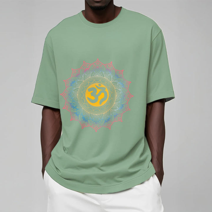 Buddha StonesカラーグラデーションマンダラOM柄Tシャツ - image 15