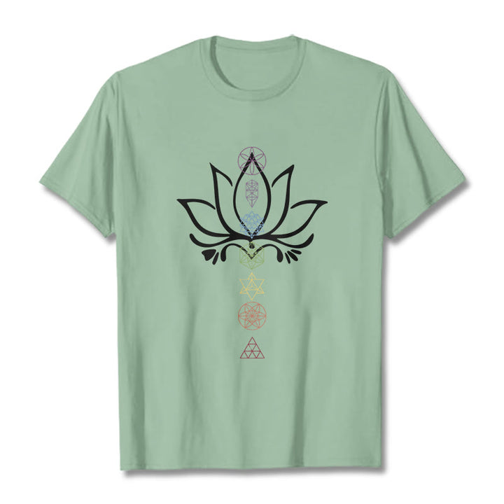 Buddha Stones、蓮、神聖幾何学Tシャツ - 淡い緑色 - 2XL - image 14