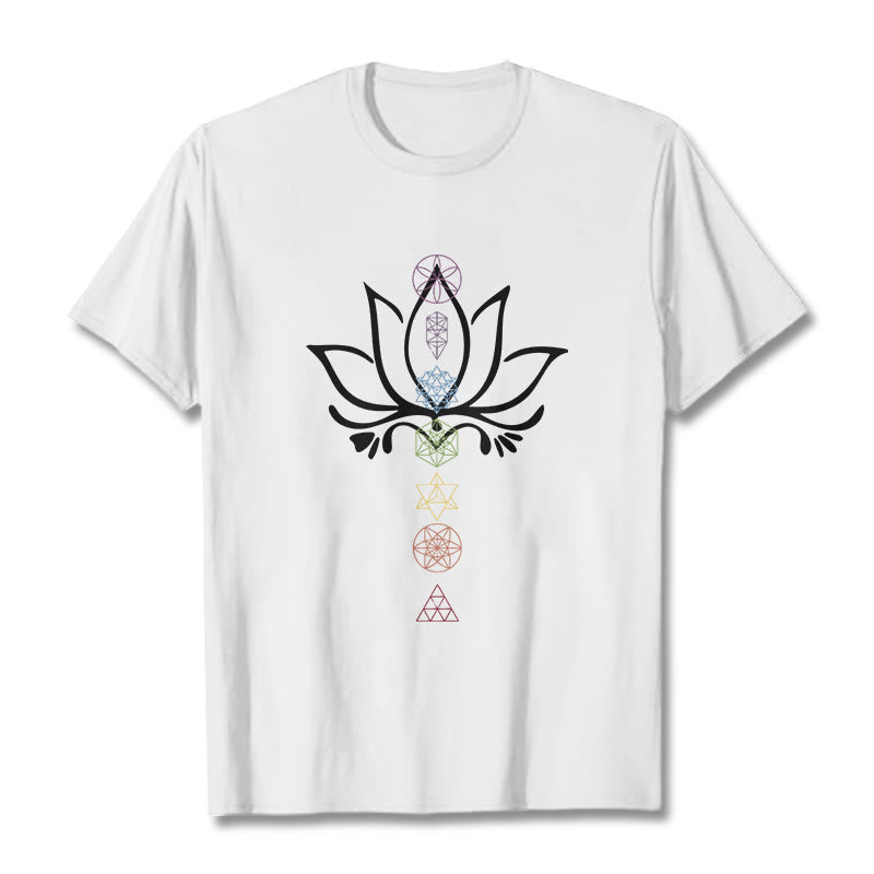 Buddha Stones、蓮、神聖幾何学Tシャツ - 白 - 2XL - image 5