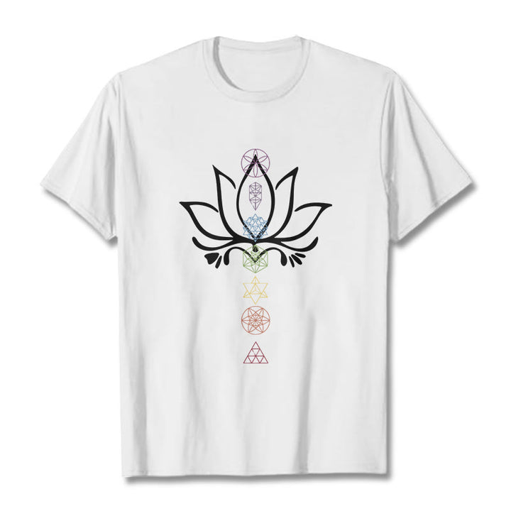Buddha Stones、蓮、神聖幾何学Tシャツ - 白 - 2XL - image 5