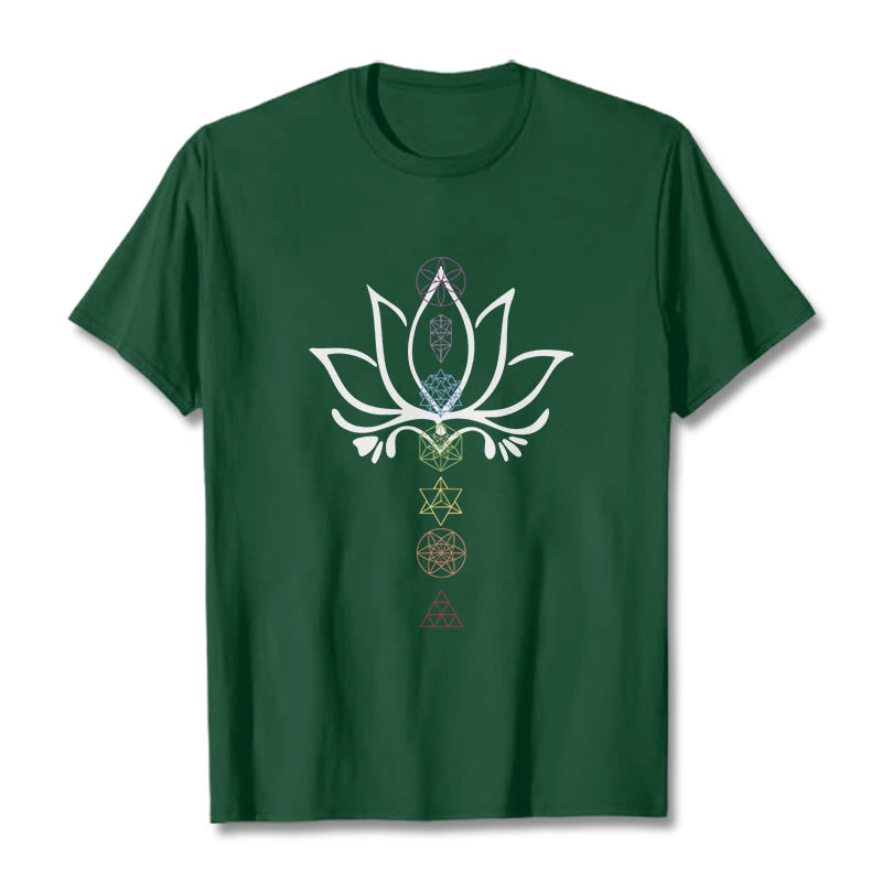 Buddha Stones、蓮、神聖幾何学Tシャツ - フォレストグリーン - 2XL - image 10
