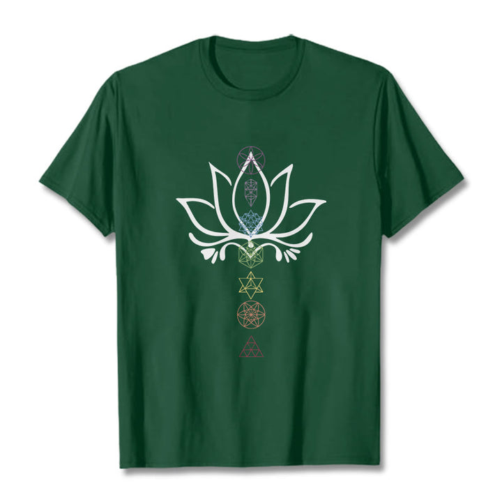 Buddha Stones、蓮、神聖幾何学Tシャツ - フォレストグリーン - 2XL - image 10