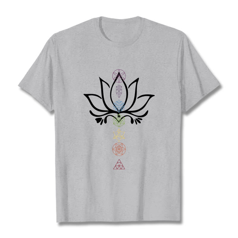Buddha Stones、蓮、神聖幾何学Tシャツ - ライトグレー - 2XL - image 19