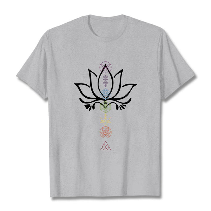 Buddha Stones、蓮、神聖幾何学Tシャツ - ライトグレー - 2XL - image 19