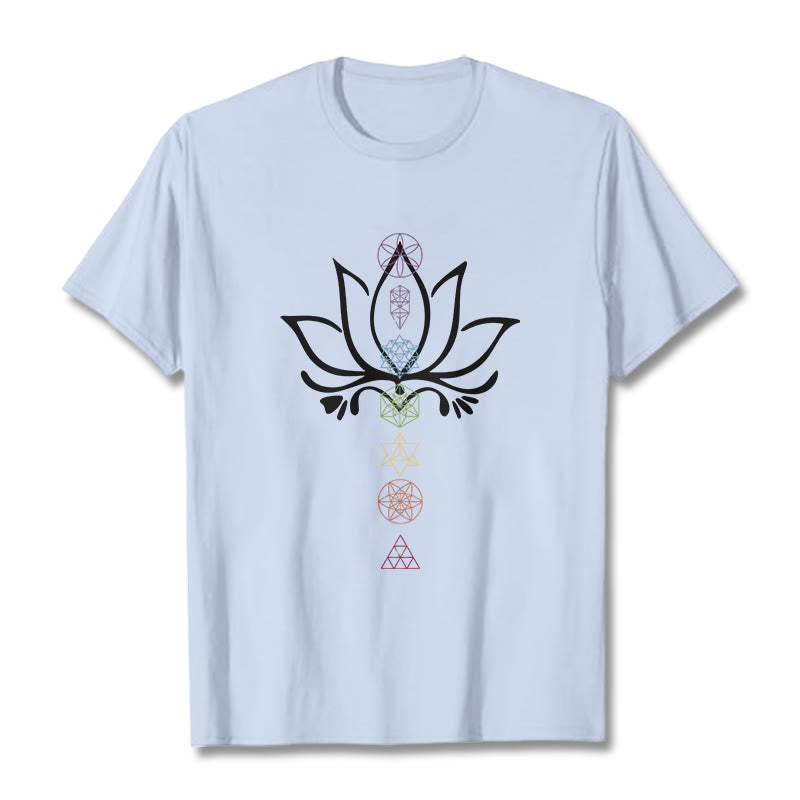 Buddha Stones、蓮、神聖幾何学Tシャツ - ライトシアン - 2XL - image 18