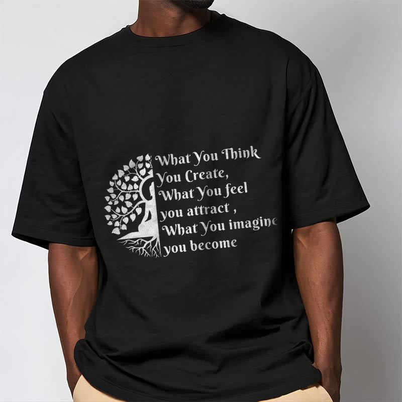 Buddha Stones半瞑想仏陀の木Tシャツ - image 6