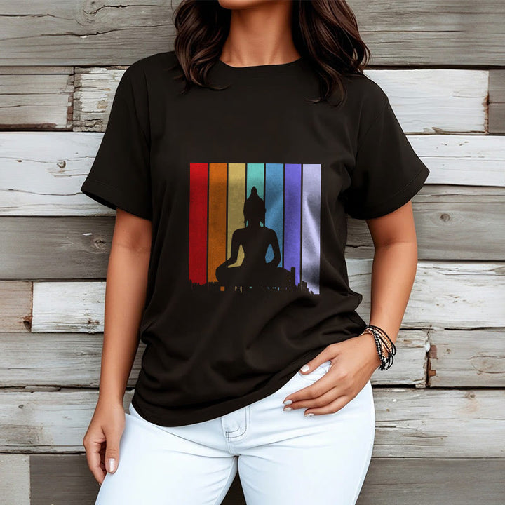 Buddha Stones瞑想仏陀レインボーTシャツ - image 4