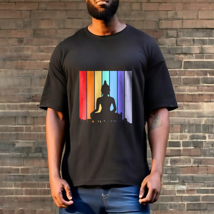 Buddha Stones瞑想仏陀レインボーTシャツ - image 3