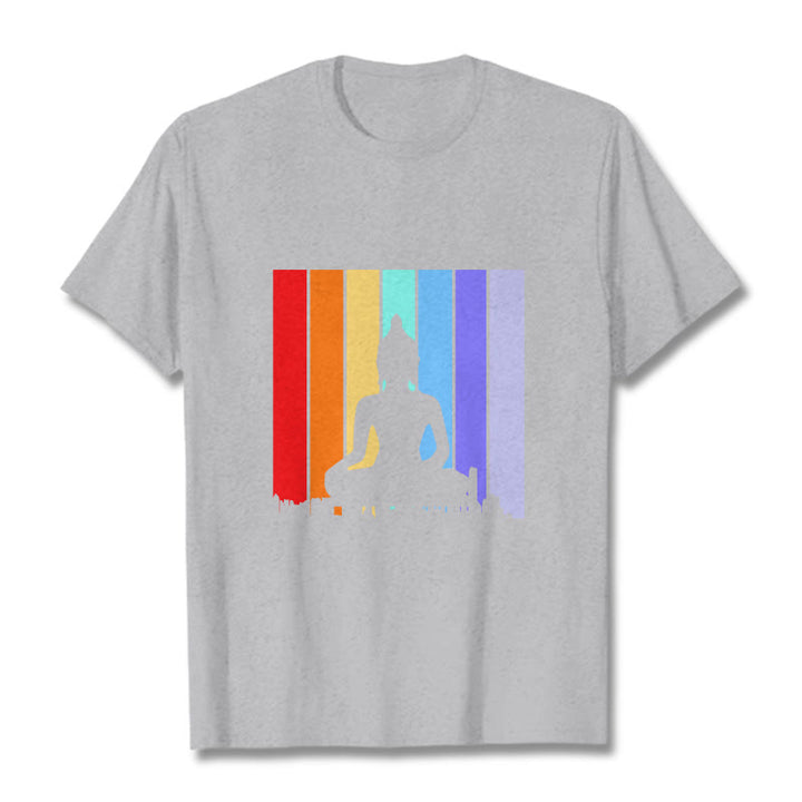 Buddha Stones瞑想仏陀レインボーTシャツ - ライトグレー - 2XL - image 19