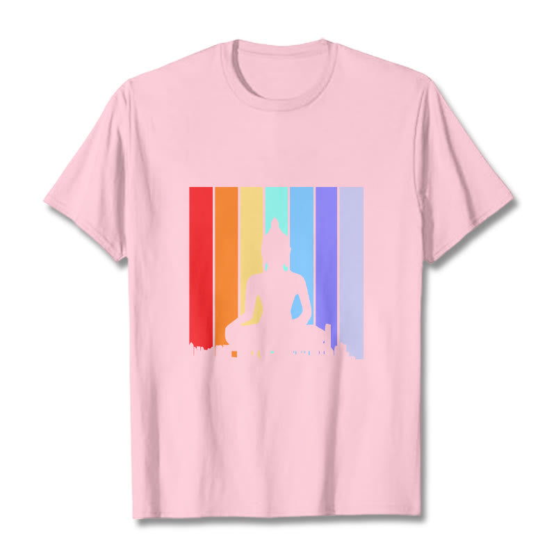 Buddha Stones瞑想仏陀レインボーTシャツ - ライトピンク - 2XL - image 13