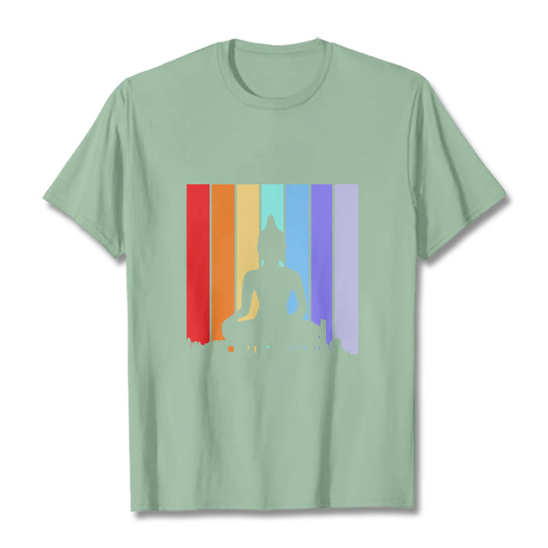 Buddha Stones瞑想仏陀レインボーTシャツ - 淡い緑色 - 2XL - image 14