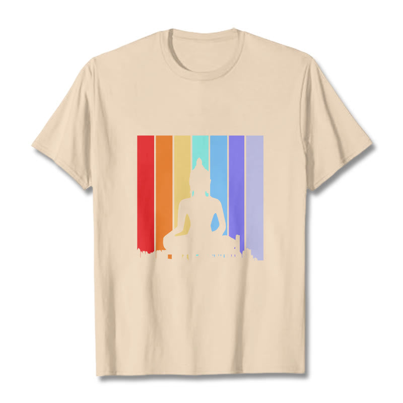 Buddha Stones瞑想仏陀レインボーTシャツ - ビスク - 2XL - image 9