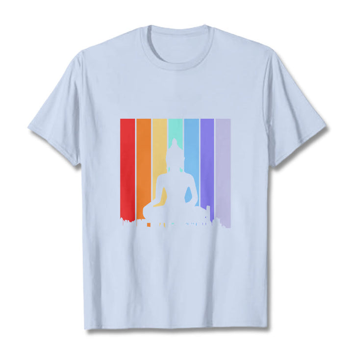 Buddha Stones瞑想仏陀レインボーTシャツ - ライトシアン - 2XL - image 19