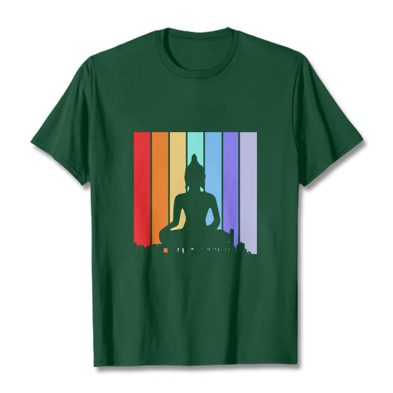 Buddha Stones瞑想仏陀レインボーTシャツ - フォレストグリーン - 2XL - image 10