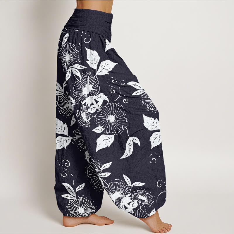 Buddha Stonesカジュアル つる花 葉柄 レディース 伸縮性ウエスト ハーレムパンツ - image 2