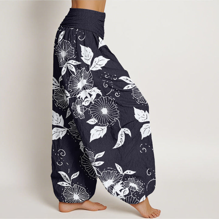 Buddha Stonesカジュアル つる花 葉柄 レディース 伸縮性ウエスト ハーレムパンツ - image 2