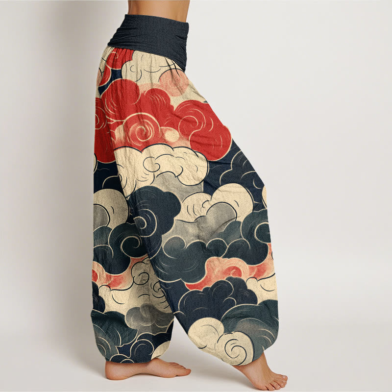 Buddha Stonesカジュアル吉祥雲柄レディース伸縮性ウエストハーレムパンツ - image 2