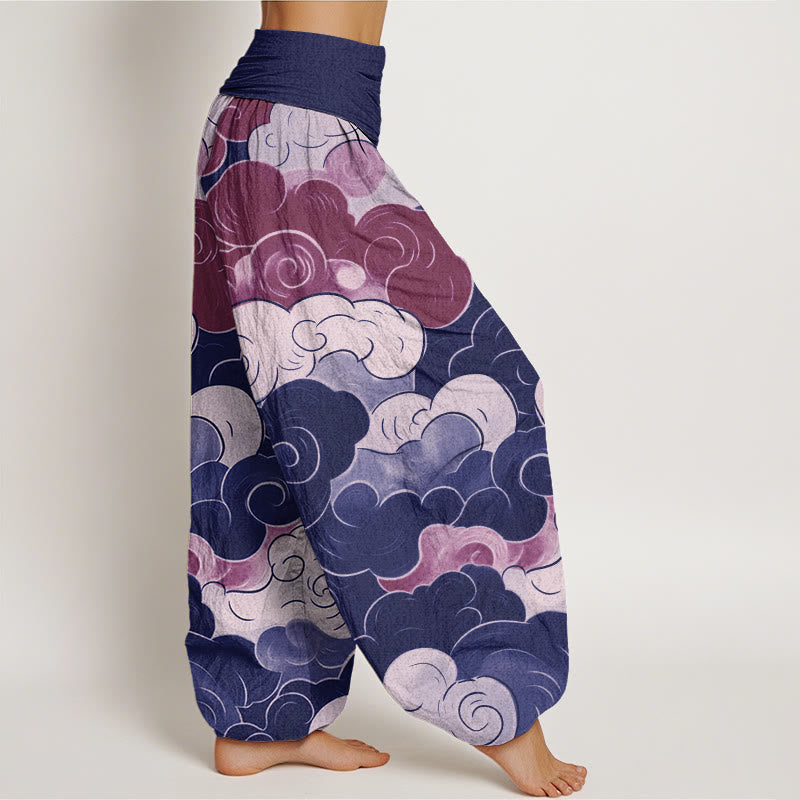Buddha Stonesカジュアル吉祥雲柄レディース伸縮性ウエストハーレムパンツ - image 6