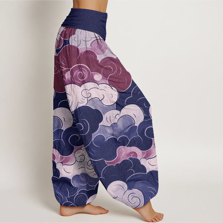 Buddha Stonesカジュアル吉祥雲柄レディース伸縮性ウエストハーレムパンツ - image 6