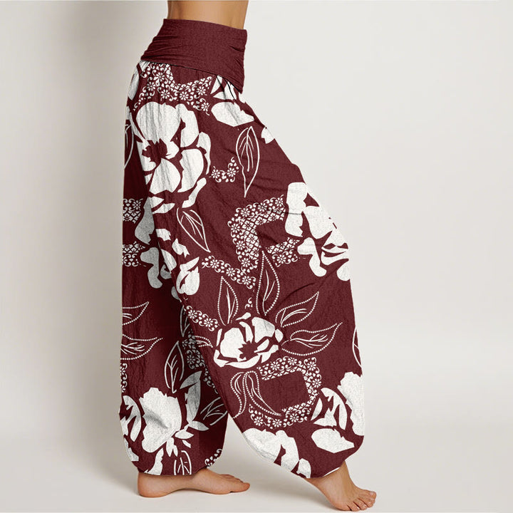 Buddha Stonesカジュアル シンプル 花柄 葉柄 レディース 伸縮性ウエスト ハーレムパンツ - image 6