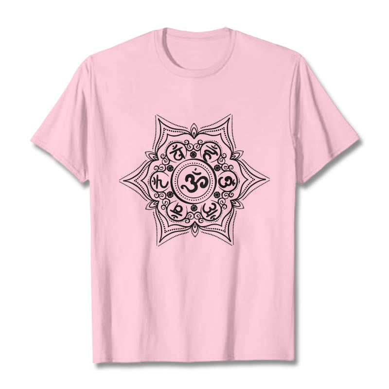Buddha Stones Mandala オーム・マニ・パドメ・フム Tee Tシャツ - ライトピンク - 2XL - image 13