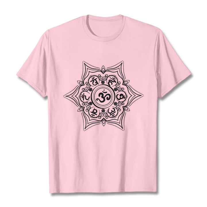 Buddha Stones Mandala オーム・マニ・パドメ・フム Tee Tシャツ - ライトピンク - 2XL - image 13