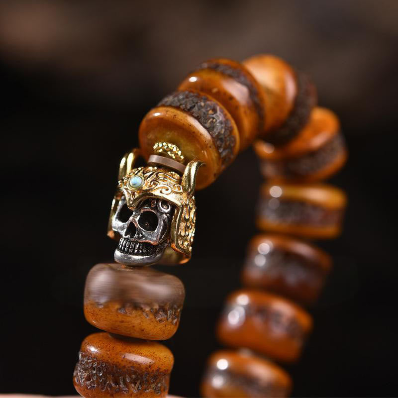 Buddha Stonesヴィンテージ チベット骨ビーズ スカル バランスブレスレット