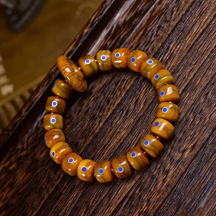 Buddha Stonesヴィンテージ チベット骨ビーズ ラズライト バランス編みロープブレスレット