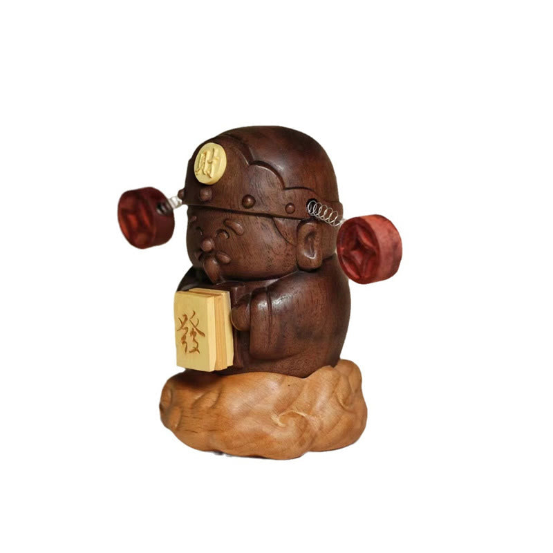 Buddha Stones神 富の神 黒クルミ ブナ 像 フーキャラクター 銅貨 家の装飾 - image 5