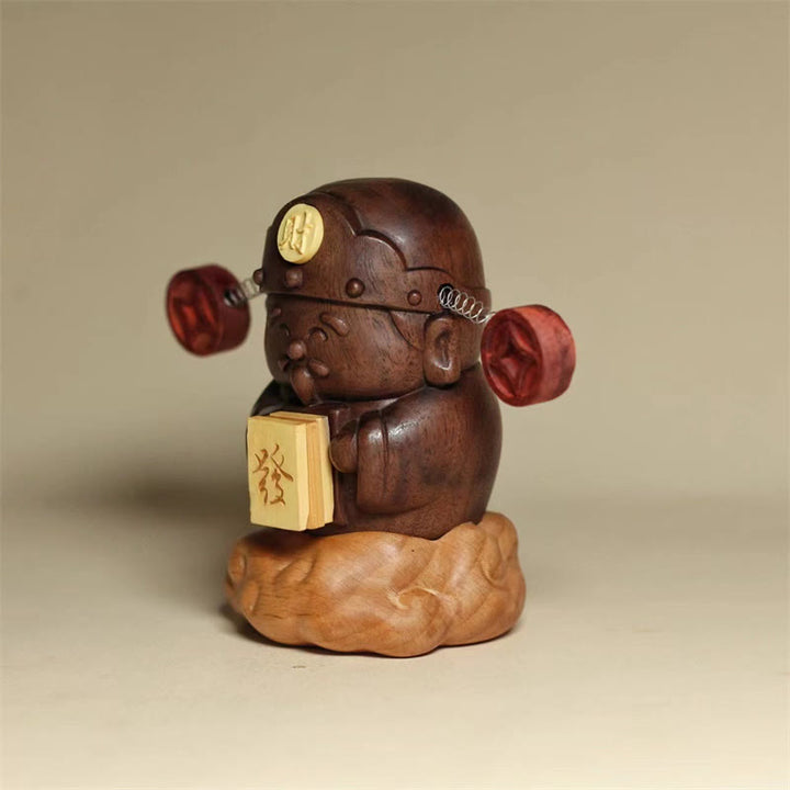 Buddha Stones神 富の神 黒クルミ ブナ 像 フーキャラクター 銅貨 家の装飾 - image 3