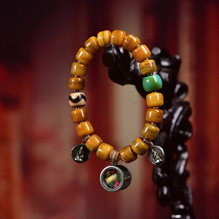 Buddha Stonesヴィンテージ チベット骨ビーズ Dzi ビーズ かわいいキツネ バランスブレスレット