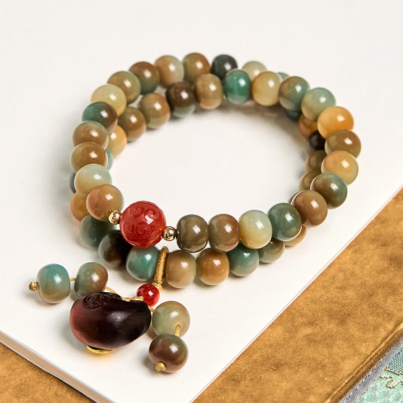 Buddha Stonesカラフル 菩提樹 ハーモニー ダブルラップブレスレット