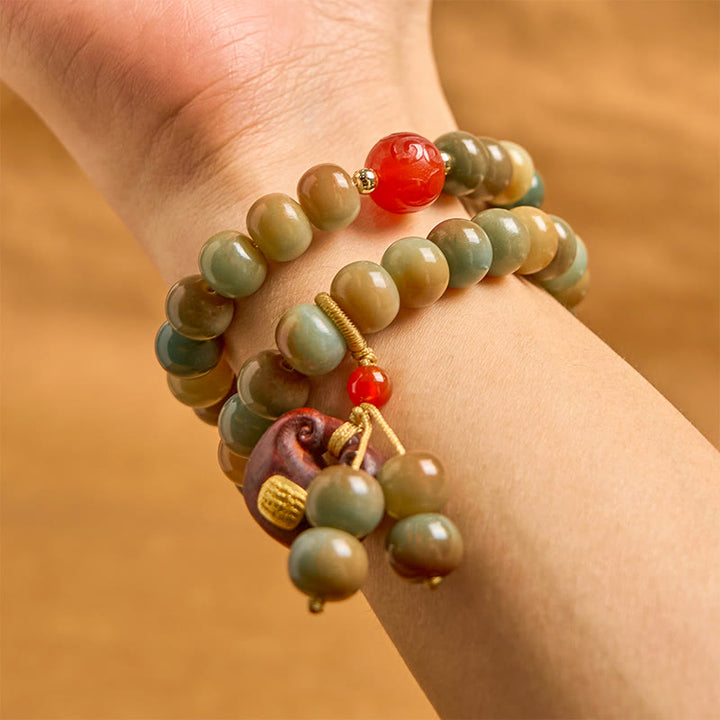 Buddha Stonesカラフル 菩提樹 ハーモニー ダブルラップブレスレット