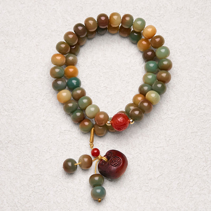 Buddha Stonesカラフル 菩提樹 ハーモニー ダブルラップブレスレット
