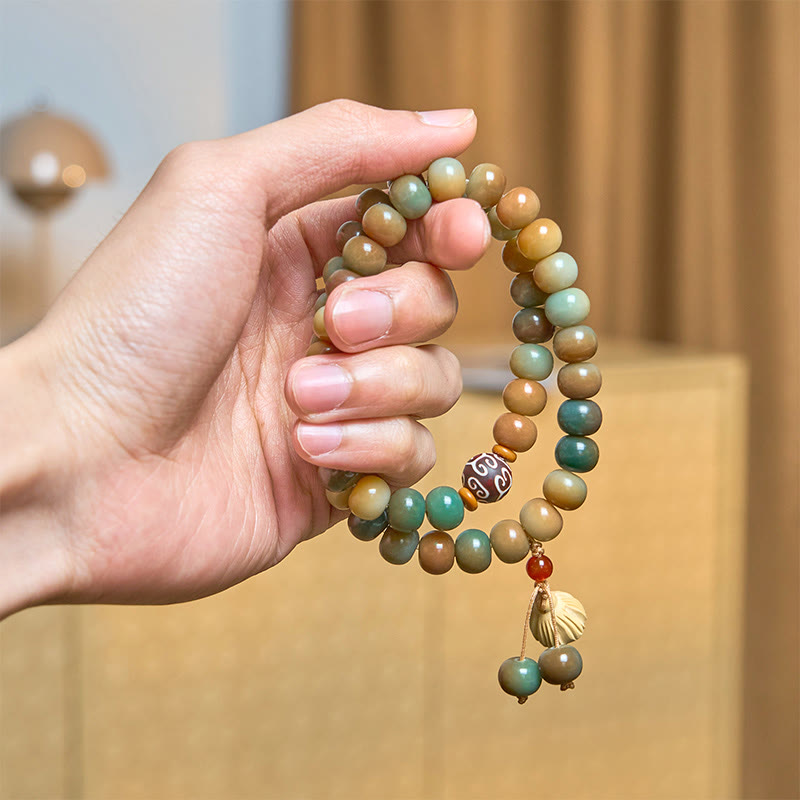 Buddha Stonesカラフルな菩提樹の実 蓮の鞘 チャーム 平和 ダブルラップブレスレット