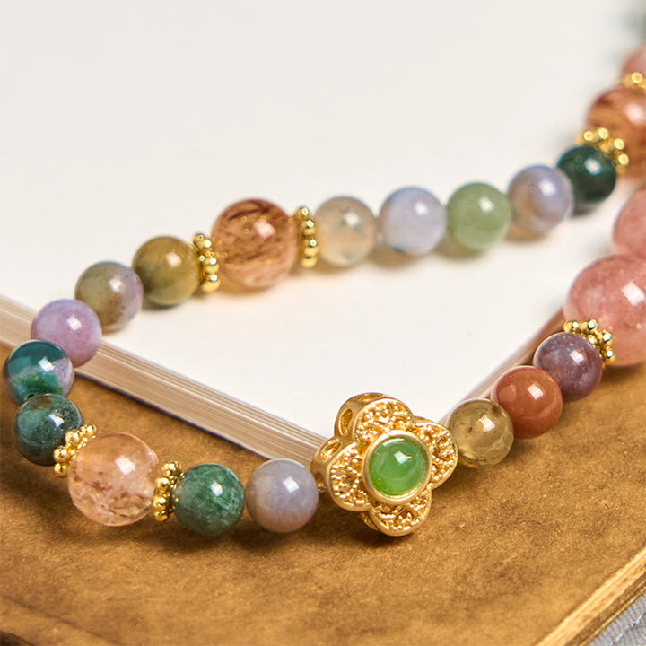 Buddha Stones天然トルマリン ストロベリークォーツ アメジスト ポジティブキーチェーン 携帯電話用吊り下げ装飾 - image 2