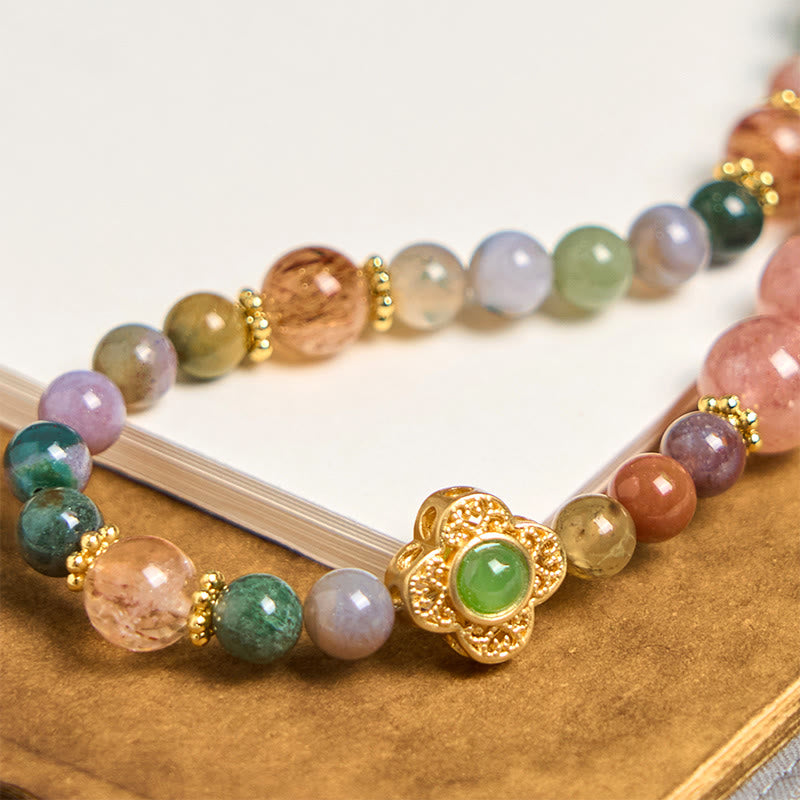 Buddha Stones天然トルマリン ストロベリークォーツ アメジスト ポジティブキーチェーン 携帯電話用吊り下げ装飾 - image 2