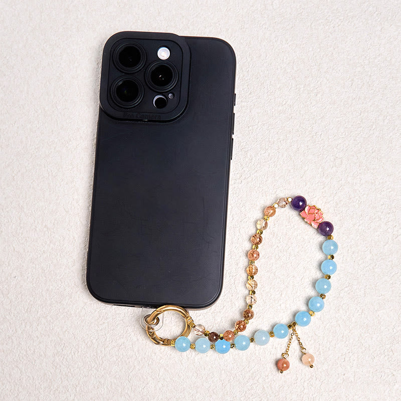 Buddha Stones天然 スーパーセブン クリスタル 守護 キーチェーン 携帯電話 吊り下げ 装飾