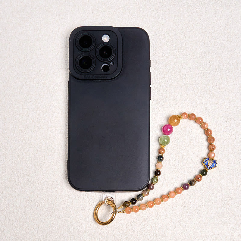 Buddha Stonesトルマリン 太陽石 蓮 ポジティブキーチェーン 携帯電話用吊り下げ装飾