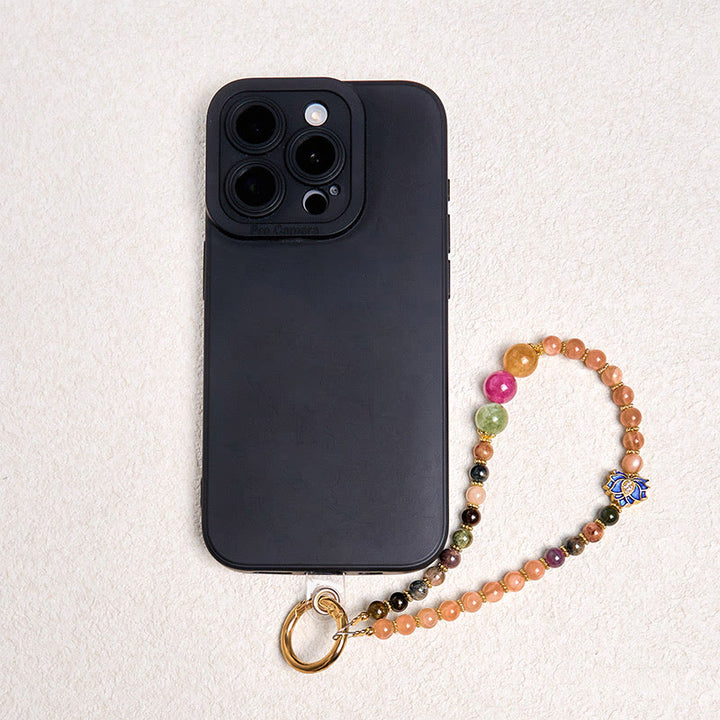 Buddha Stonesトルマリン 太陽石 蓮 ポジティブキーチェーン 携帯電話用吊り下げ装飾